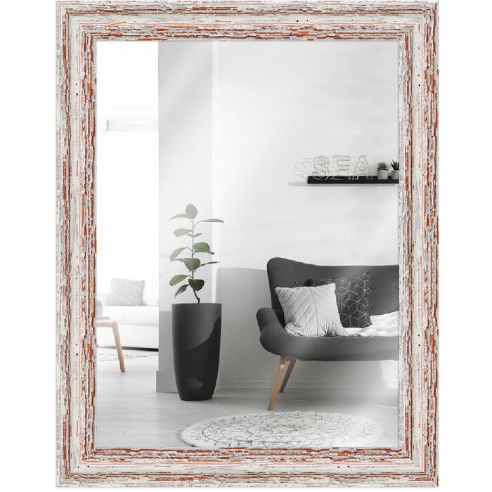 Specchio da parete MendeFrames H740 Shabby-Chic 70x100 cm bianco