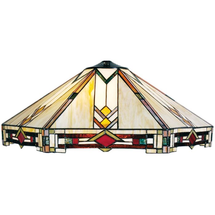 LumiLamp LL-5423 Paralume Tiffany Ø 58x23 cm Triangolo di vetro rosso beige