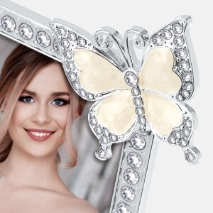 Cornice per foto ZEP Ives argento lucido con decorazione a farfalla 10x15 cm