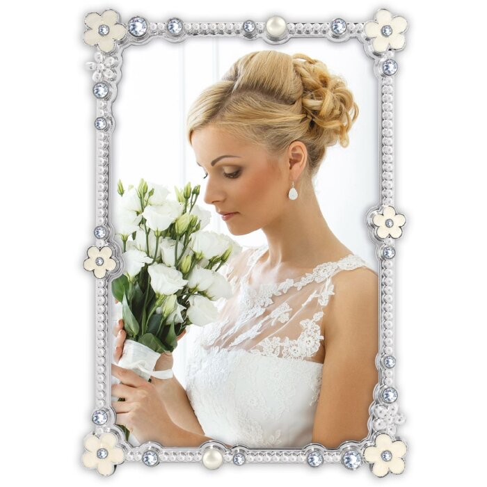 Cornice per foto in metallo ZEP Strauss 10x15 cm con retro in seta argento