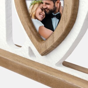 ZEP Janine Herz Fotorahmen Holz Weiß mit Love Schriftzug 33x12,5 cm