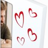 Cornice per foto Roberta 10x15 cm formato verticale bianco con cuori e supporto da appoggio