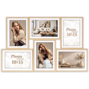 Cornice per foto Tallin in legno naturale 6x10x15 cm 46,5x29,5 cm