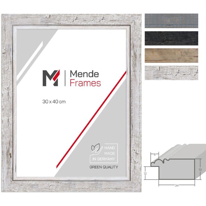 Cornice per foto MendeFrames H660 Shabby-Chic in legno massiccio 4 colori 13x18 fino a 70x100 cm