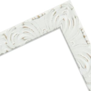 Cornice per foto MendeFrames H650 Barocco 60x90 cm bianco con vetro museo