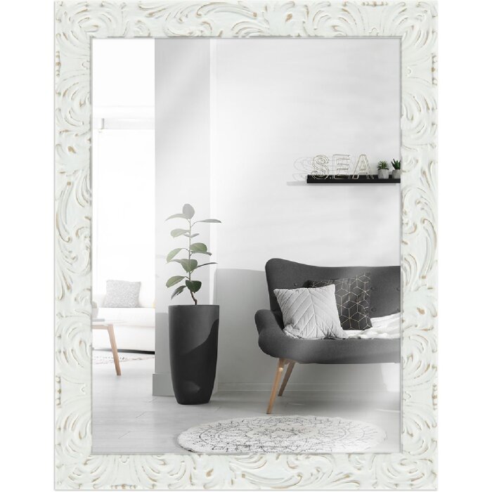 Specchio da parete MendeFrames H650 Barocco 30x60 cm bianco