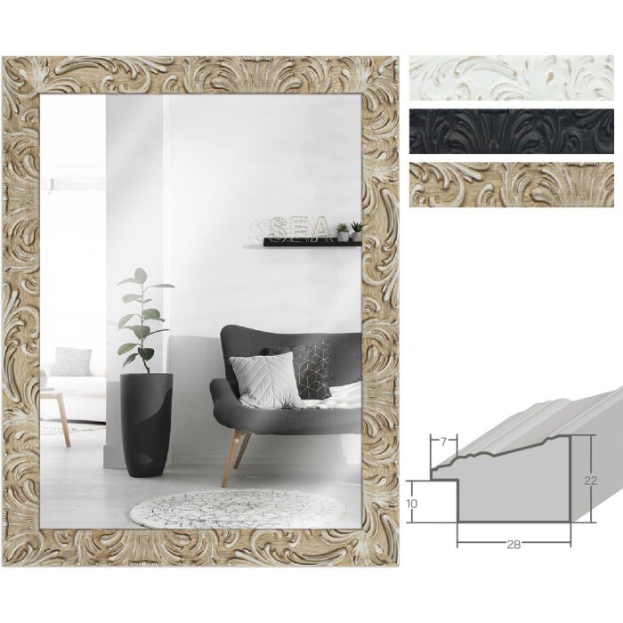 Cornice per foto barocca MendeFrames H650 in legno massiccio – disponibile in tutte le dimensioni e colori