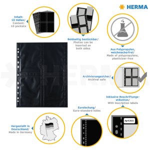Fotophan-Sight Sleeves 9x13 cm di altezza nero 10 maniche