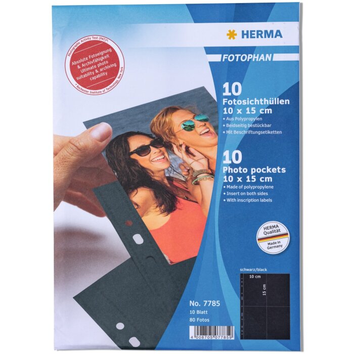 Fotophan-Sight Sleeves 10x15cm portrait black 10 sleeves