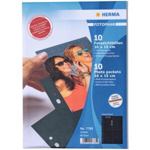 Fotophan-Sight Sleeves 10x15cm portrait black 10 sleeves