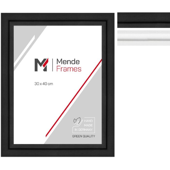 Cornice per foto in legno massiccio MendeFrames H540 Modern Bianco/Nero 20x20-70x100 cm