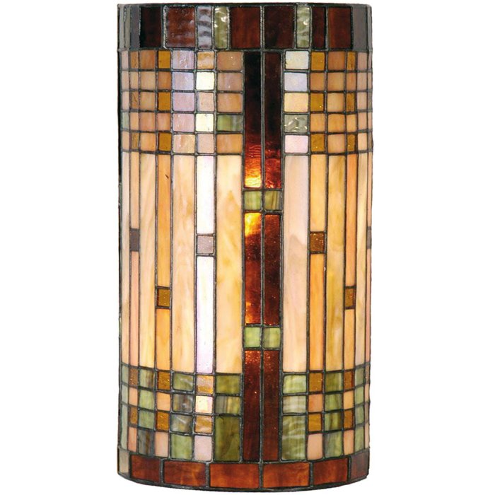 LumiLamp 5LL-9112 Lampada da Parete Tiffany 20x11x36 cm Beige Brown Glass Semicircle
