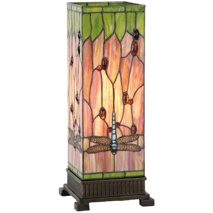 Lampada da terra Tiffany Dragonfly in vetro 18x45 cm