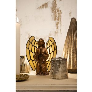 LumiLamp 5LL-9246 Lampada da tavolo Tiffany Angel 16x10x18 cm Vetro beige Tiffany