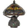 LumiLamp 5LL-9295 Lampada da tavolo Tiffany Ø 22x21 cm Marrone Rosso Vetro Libellula