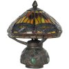 LumiLamp 5LL-9295 Lampada da tavolo Tiffany Ø 22x21 cm Marrone Rosso Vetro Libellula