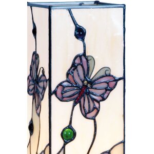 Lampada da tavolo in vetro piccola con farfalle 12,5x35 cm