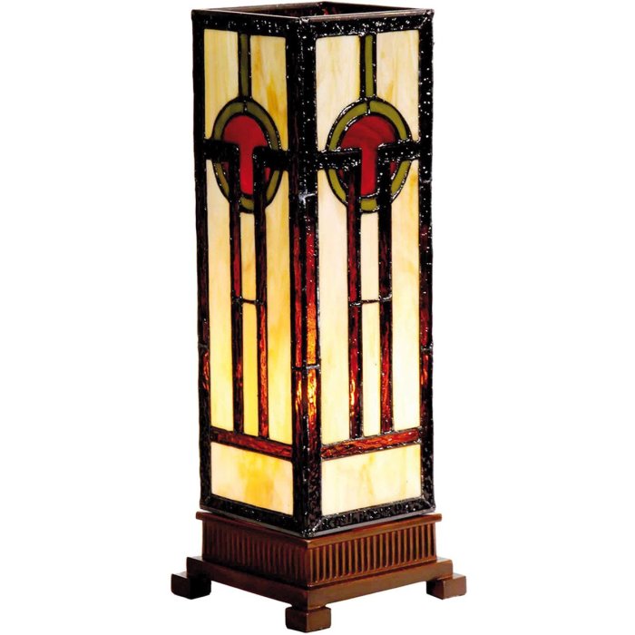 Lampada da tavolo Tiffany rosso-marrone 12,5x35 cm