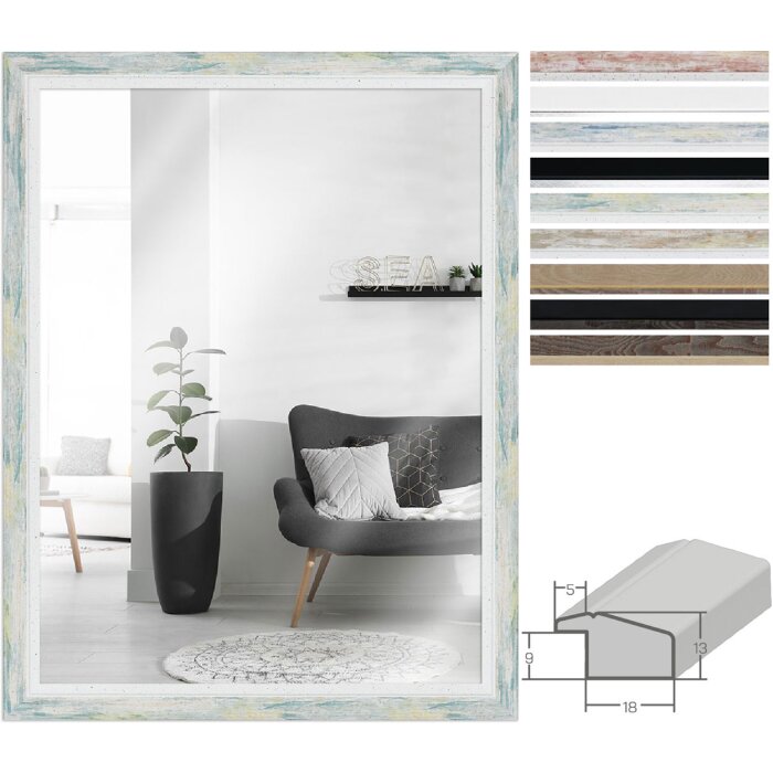 Specchio da parete MendeFrames H490 Moderno in molteplici colori e dimensioni 10x10 fino a 50x70 cm