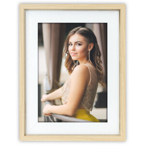 Cornice per foto in legno ZEP ASOS con effetto passepartout Grigio e Natura 10x15-15x20 cm