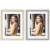 Cornice per foto in legno ZEP ASOS con effetto passepartout Grigio e Natura 10x15-15x20 cm