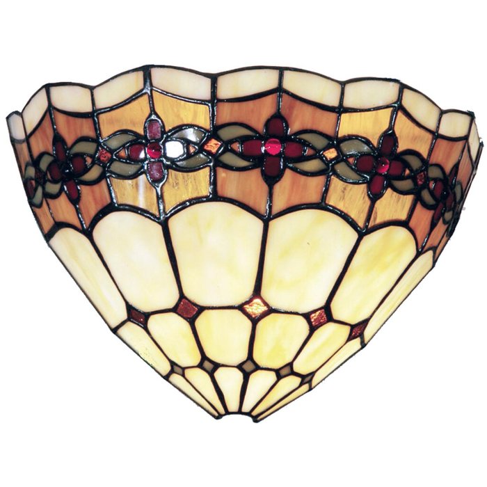 LumiLamp 5LL-9884 Lampada da parete Tiffany 30x14x20 cm Beige Marrone Vetro Rosa Triangolo