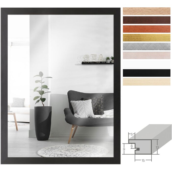 MendeFrames H430 Wandspiegel Klassik Massivholz 10x10 bis 50x70 cm