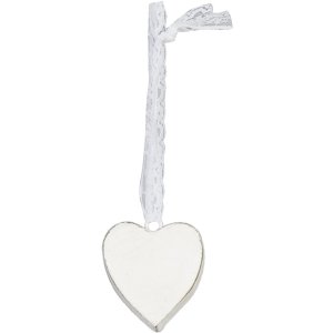 Elegante cuore in legno smaltato bianco