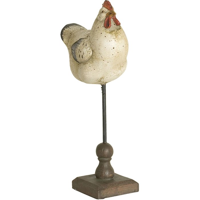 Figura di gallo in piedi di aspetto vintage 13,5x8x12,5 cm