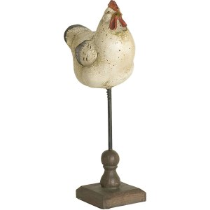 Figura di gallo in piedi di aspetto vintage 13,5x8x12,5 cm