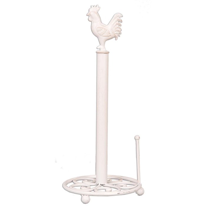 Clayre & Eef 6Y0518W Rubinetto portarotolo da cucina Ø 18x43 cm Metallo bianco