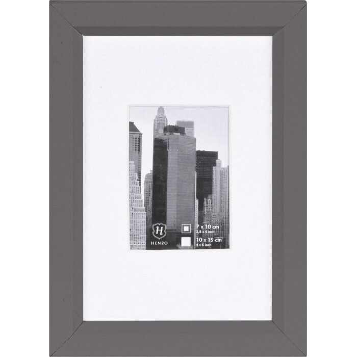 Henzo Cornice in plastica Metallica grigio scuro 10x15 cm con passepartout 5x7 cm