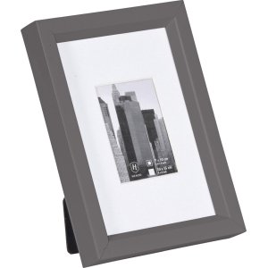 Henzo Cornice in plastica Metallica grigio scuro 10x15 cm con passepartout 5x7 cm