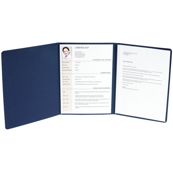 Cartella di applicazione 3 pezzi Manila in lino blu scuro