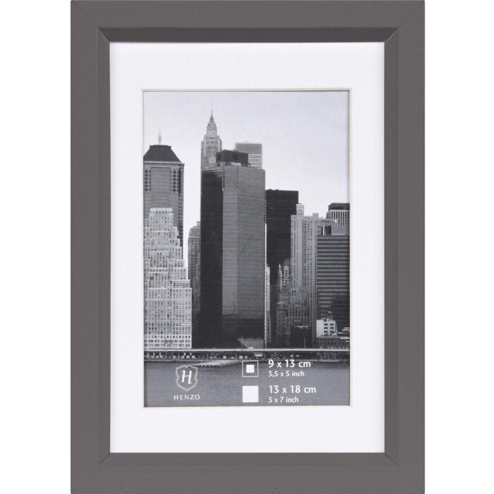 Henzo Cornice in plastica METALLICA 13x18 cm grigio scuro con passepartout 9x13 cm