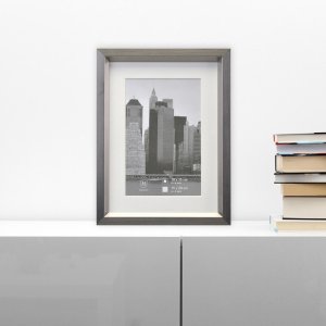 Henzo Cornice in plastica METALLICA 13x18 cm grigio scuro con passepartout 9x13 cm