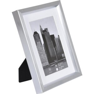 Henzo cornice in plastica METALLICA 15x20 cm argento con passepartout 10x15 cm