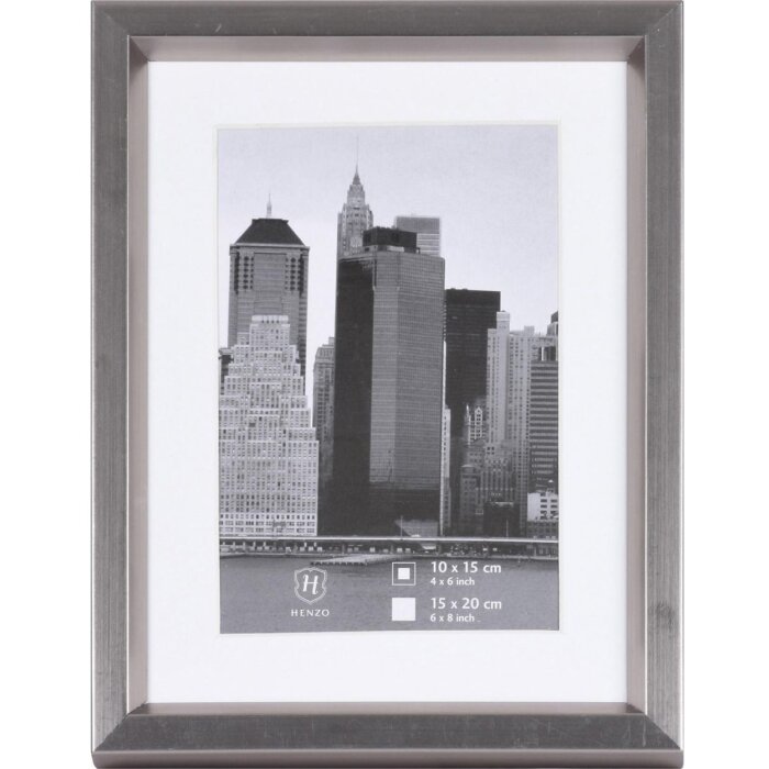 Cornice in plastica Henzo Metallica grigio scuro 15x20 cm con passe-partout 10x15 cm