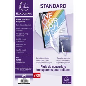 Confezione da 100 copertine in PVC per DIN A4, 0,2 mm