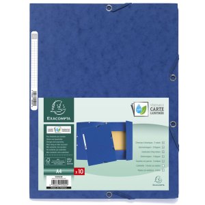Cartella con 3 lembi ed elastico Cartoncino Manila 400g-m2 - A4 Blu
