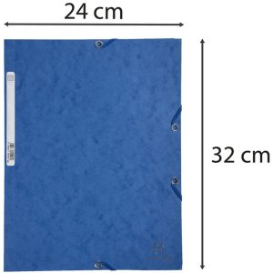 Cartella con 3 lembi ed elastico Cartoncino Manila 400g-m2 - A4 Blu