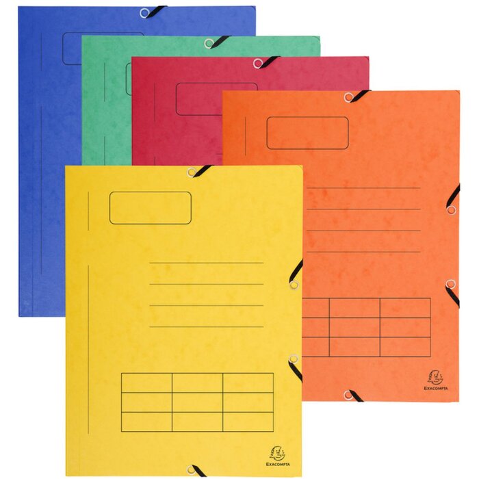 Raccoglitore con elastico, 3 lembi e stampa organizzativa in cartoncino Manila da 355 g, per formato A4, colori assortiti
