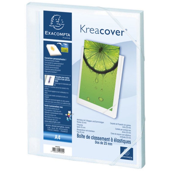 Scatola darchivio PP 700µ dorso 25mm Copertina Krea, DIN A4 Bianco