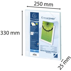Scatola darchivio PP 700µ dorso 25mm Copertina Krea, DIN A4 Bianco
