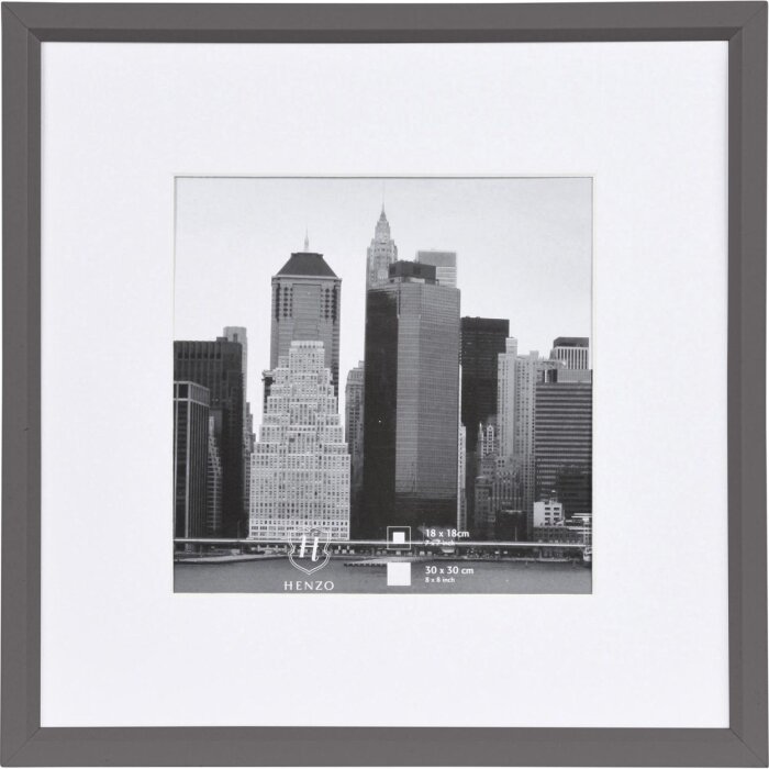 Henzo Cornice in plastica METALLICA 30x30 cm grigio scuro con passepartout 18x18 cm
