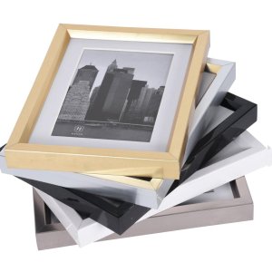 Henzo Cornice in plastica Metallica grigio scuro 30x40 cm con passepartout 20x28 cm