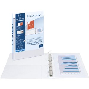 Raccoglitore ad anelli in robusto PP da 2,8 mm con 4 anelli da 40 mm a forma di D e dorso da 67 mm, 2 manicotti esterni e 2 interni, copertina in Krea, DIN A4 extra large Bianco