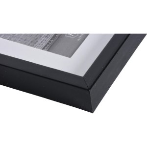 Henzo Cornice in plastica metallica 40x40 cm nera con passepartout 28x28 cm