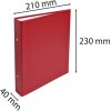 Raccoglitore ad anelli in cartone robusto laminato PP da 1,8 mm, 2 anelli da 30 mm, dorso da 40 mm, per formato DIN A5 Rosso