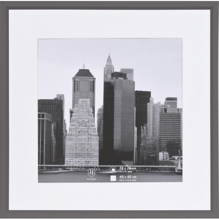 Henzo Cornice in plastica Metallica 40x40 cm Grigio scuro con Passepartout 28x28 cm